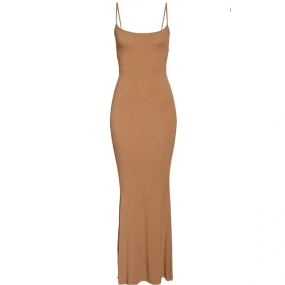 skims ribbed long slip dress New SKIMS Soft Lounge Long Slip Dress AP-DRS-0596 Onyx S Small Black Rib Maxi